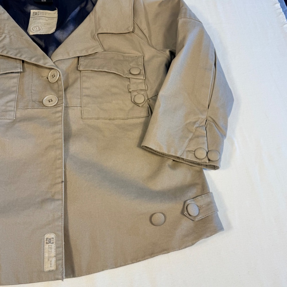 DC Shoes M Utility Luxe Safari Jacket Y2K Military Cargo Cropped Khaki Read Des. - Picture 12 of 16
